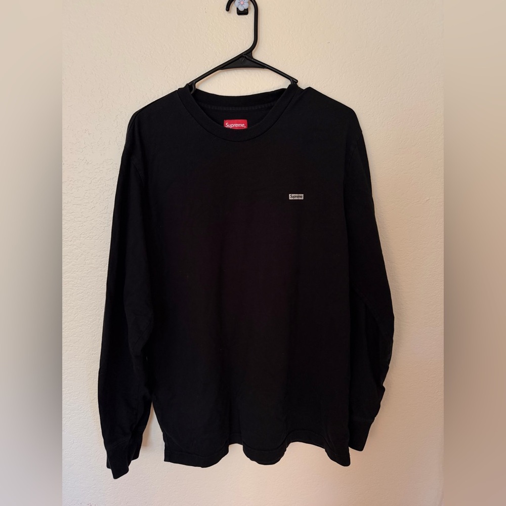 Supreme Black MINI BOX LOGO Long-Sleeve Crewneck Shirt Size L